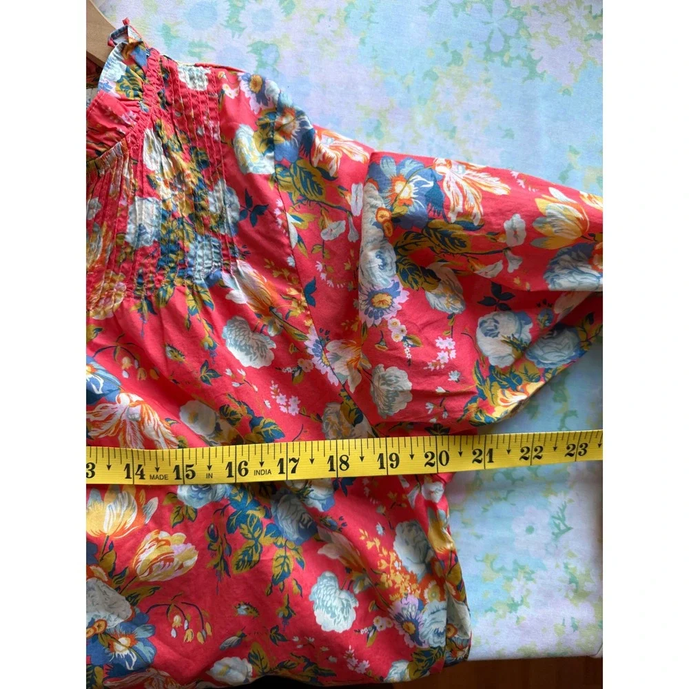 J.Crew x Liberty Fabric | Ruffle Classic Popover Shirt‎ Blouse Coral Floral Sz 4
